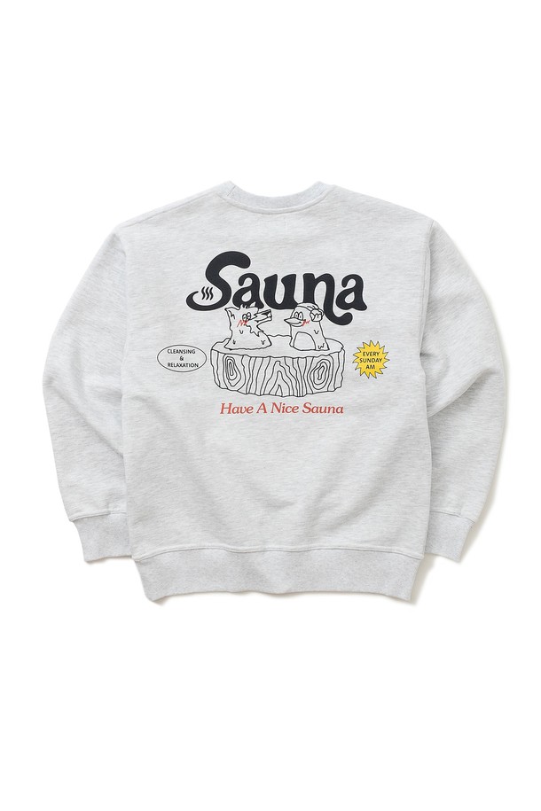 BIG WAVE - 긴팔티셔츠 - [BIG WAVE] HAVE A NICE SAUNA SWEATSHIRT (WHITE MELANGE)