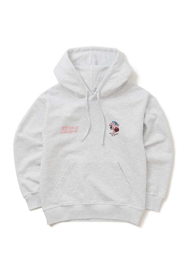 BIG WAVE - 긴팔티셔츠 - [BIG WAVE] BOO BOO 찜질방 HOODY (WHITE MELANGE)