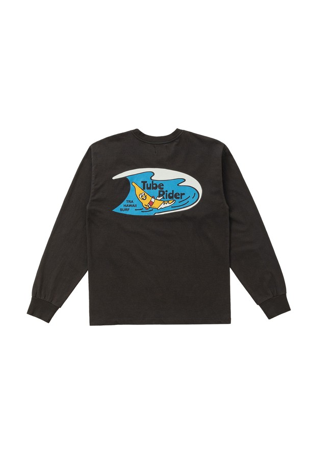 BIG WAVE - 긴팔티셔츠 - [BIG WAVE] BANANA TUBE RIDER LOGO LS TEE (WARM SLATE)