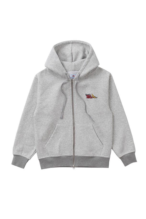 BIG WAVE - 후디 - [BIG WAVE] BANANA TUBE RIDER LOGO 2-WAY ZIP (HEATHER GRAY)