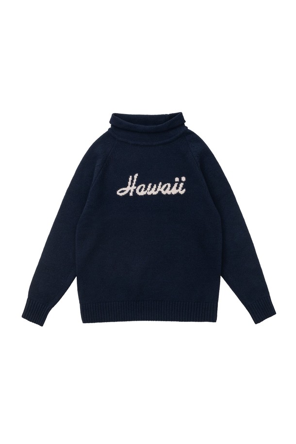 BIG WAVE - 스웨터 - [BIG WAVE] HAWAII AUTHENTIC LOGO MOK KNIT (INDIGO)