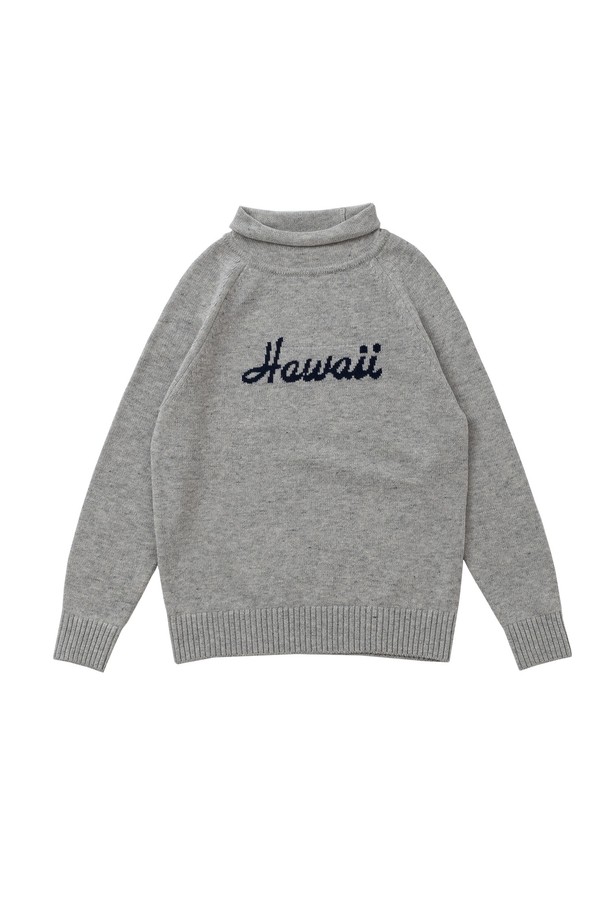 BIG WAVE - 스웨터 - [BIG WAVE] HAWAII AUTHENTIC LOGO MOK KNIT (WARM GRAY)