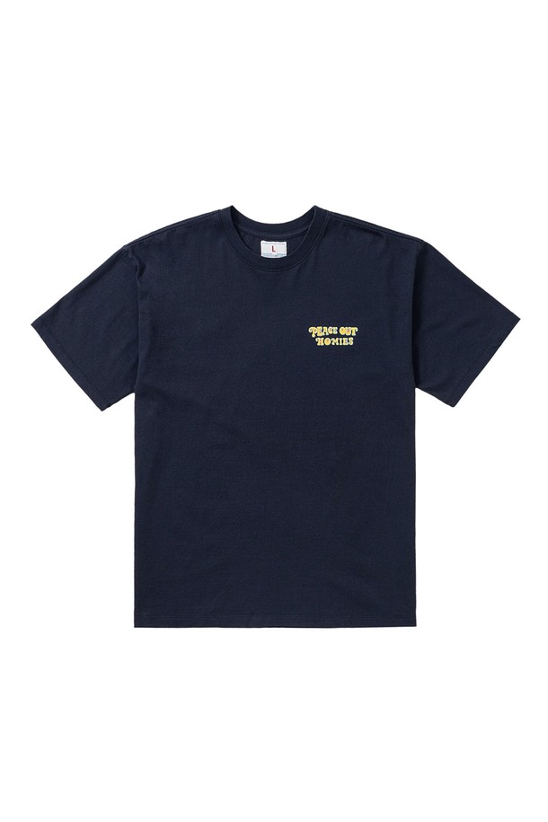 BIG WAVE - 반팔티셔츠 - [BIG WAVE] PEACE OUT HOMIES TEE (NAVY)