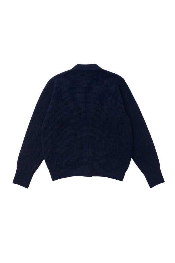 BIG WAVE - 가디건 - [BIG WAVE] HAWAII AUTHENTIC LOGO WAFFLE CARDIGAN (INDIGO)