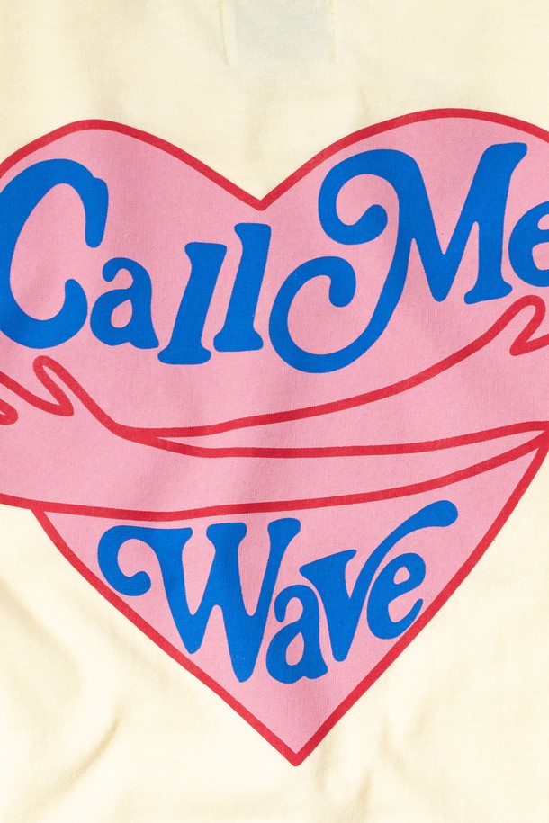 BIG WAVE - 반소매 티셔츠 - [BIG WAVE] CALL ME WAVE WITH LOVE T-SHIRT (LEMON YELLOW)