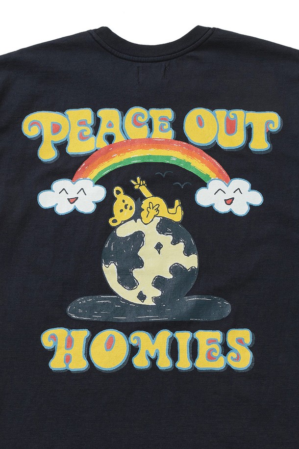 BIG WAVE - 반팔티셔츠 - [BIG WAVE] PEACE OUT HOMIES TEE (NAVY)