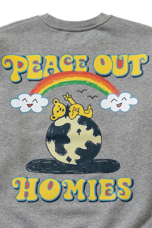 BIG WAVE - 스웨트셔츠 - [BIG WAVE] PEACE OUT HOMIES SWEATSHIRT (SOFT MELANGE)