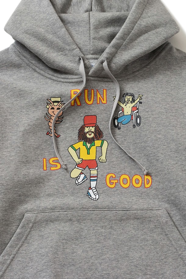 BIG WAVE - 후디 - [BIG WAVE] RUN IS GOOD HOODY (SPORTS GREY)