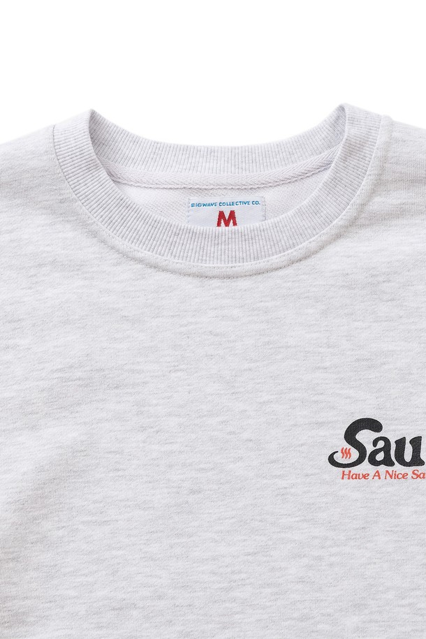 BIG WAVE - 긴팔티셔츠 - [BIG WAVE] HAVE A NICE SAUNA SWEATSHIRT (WHITE MELANGE)