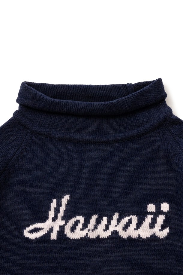 BIG WAVE - 스웨터 - [BIG WAVE] HAWAII AUTHENTIC LOGO MOK KNIT (INDIGO)