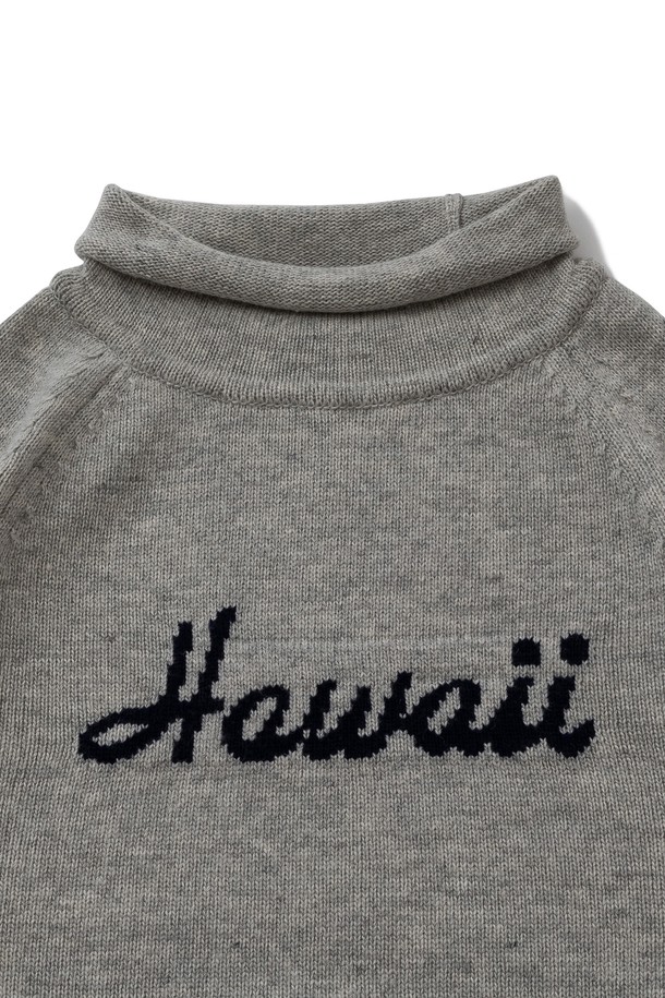 BIG WAVE - 스웨터 - [BIG WAVE] HAWAII AUTHENTIC LOGO MOK KNIT (WARM GRAY)