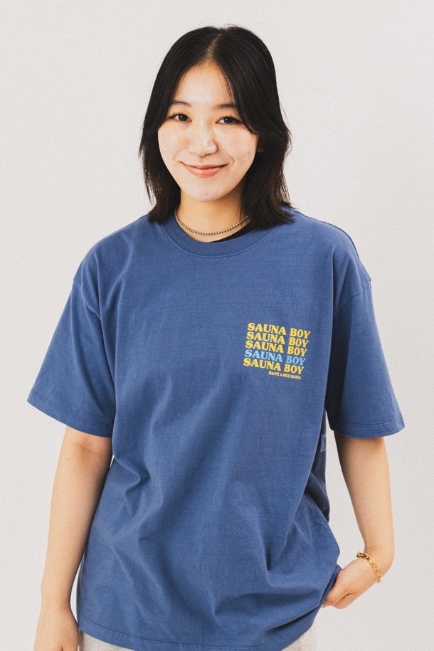 BIG WAVE - 반팔티셔츠 - [BIG WAVE] SAUNA RULES TEE (INDIGO BLUE)