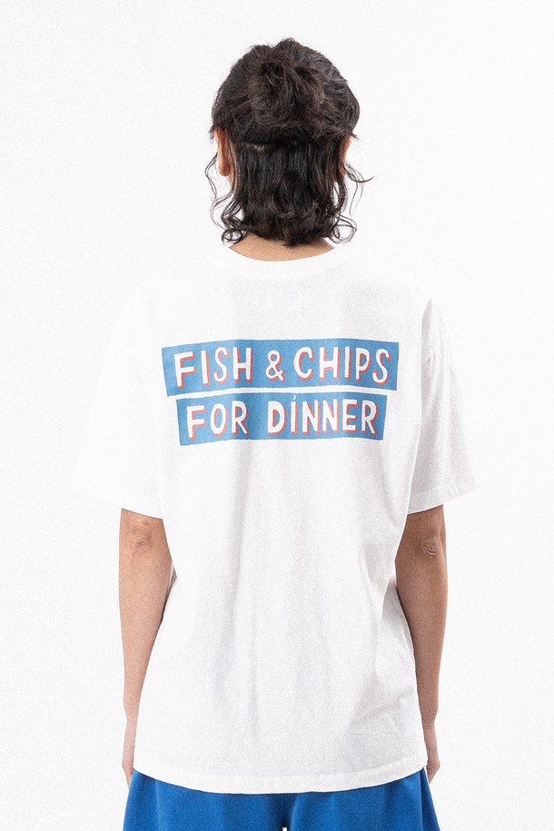 BIG WAVE - 반팔티셔츠 - [BIG WAVE] FISH & CHIPS TEE (OFF WHITE)