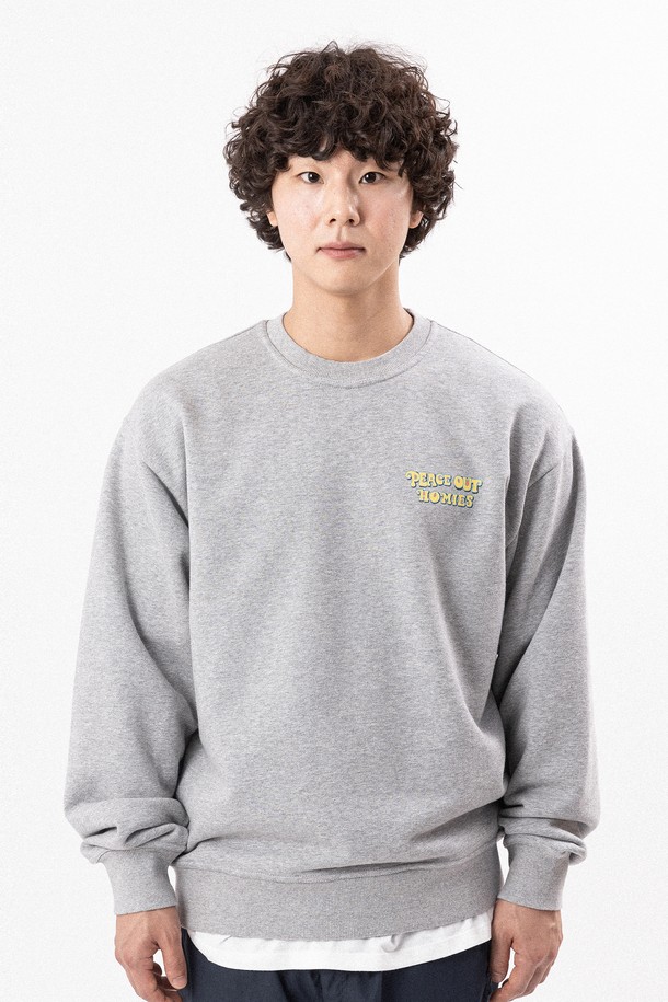 BIG WAVE - 스웨트셔츠 - [BIG WAVE] PEACE OUT HOMIES SWEATSHIRT (SOFT MELANGE)