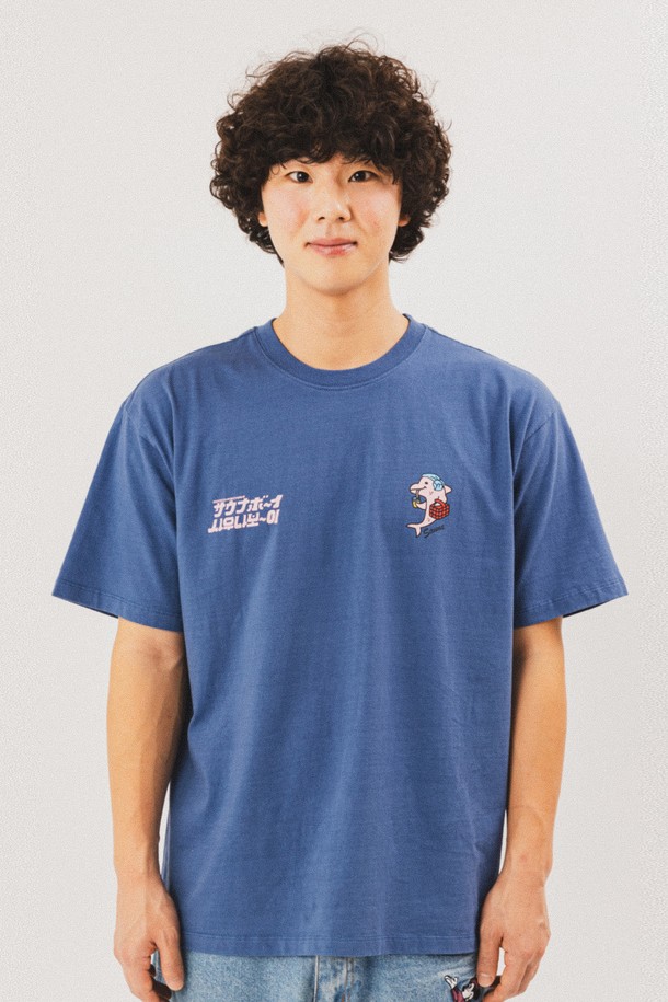 BIG WAVE - 반팔티셔츠 - [BIG WAVE] BOO BOO 찜질방 TEE (INDIGO BLUE)