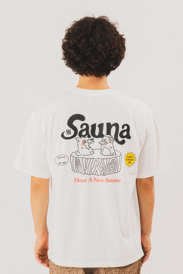 BIG WAVE - 반팔티셔츠 - [BIG WAVE] HAVE A NICE SAUNA TEE (OFF WHITE)