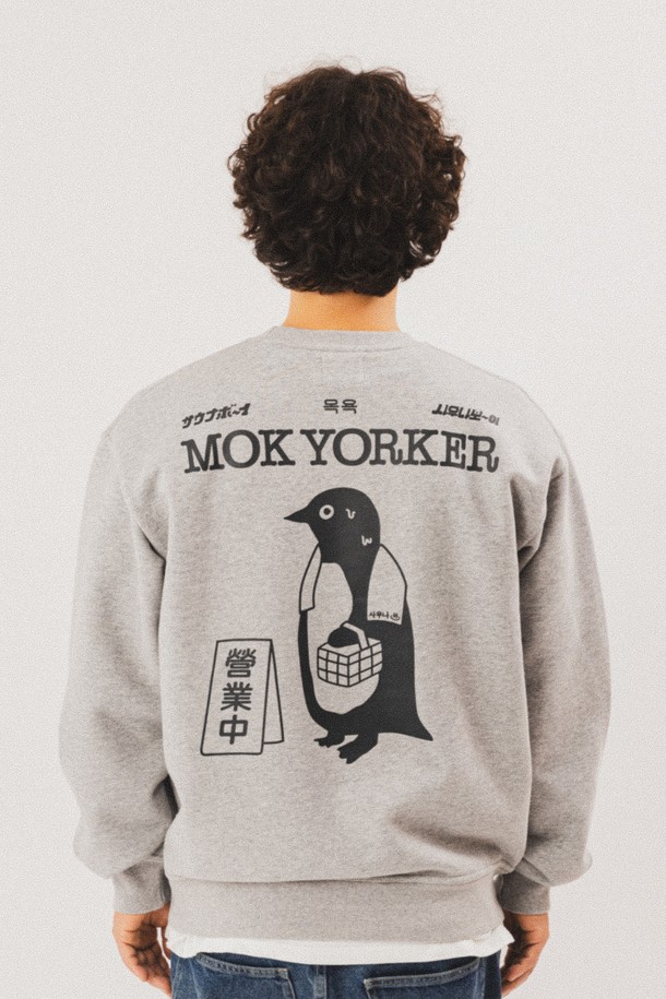 BIG WAVE - 긴팔티셔츠 - [BIG WAVE] MOK YORKER SWEATSHIRT (SPORTS GREY)