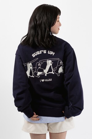 [BIG WAVE] SURF'S UP PENGUIN SWEATSHIRT (2 COLOR)