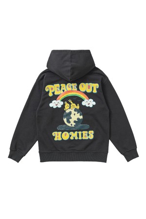 [BIG WAVE] PEACE OUT HOMIES HOODY (WARM SLATE)