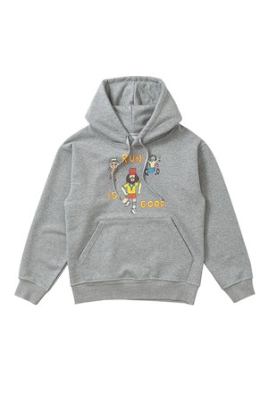 [BIG WAVE] RUN IS GOOD HOODY (SPORTS GREY)