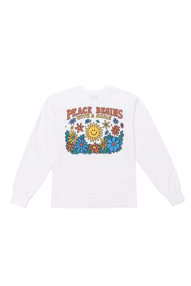 BIG WAVE - 긴팔티셔츠 - [BIG WAVE] PEACE AGAIN L/S TEE(OFF WHITE)