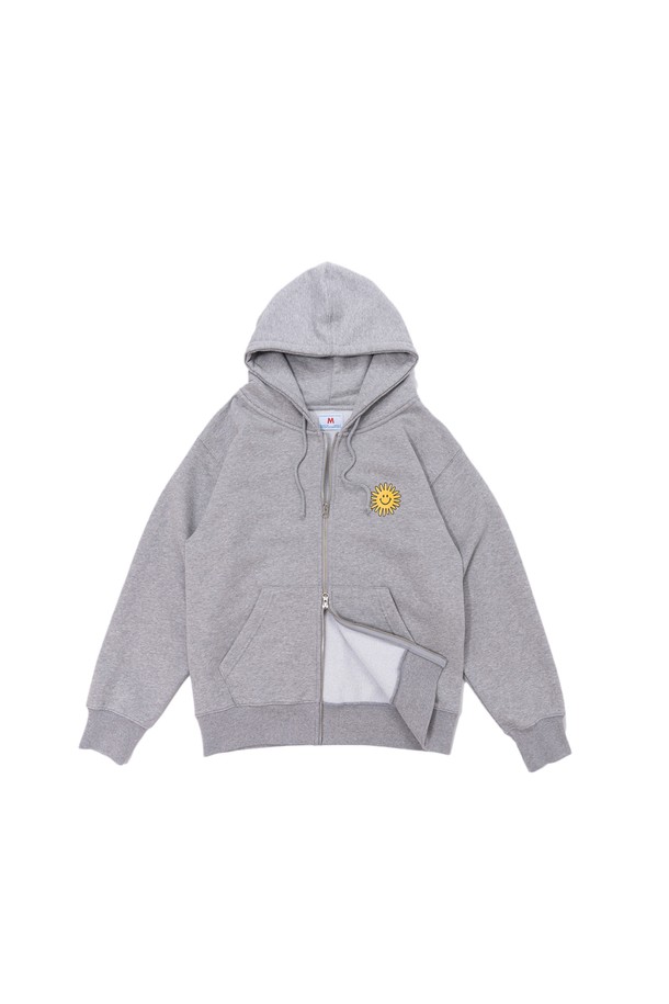 BIG WAVE - 후디 - [BIG WAVE] PEACE AGAIN 2-WAY ZIP (HEATHER GRAY