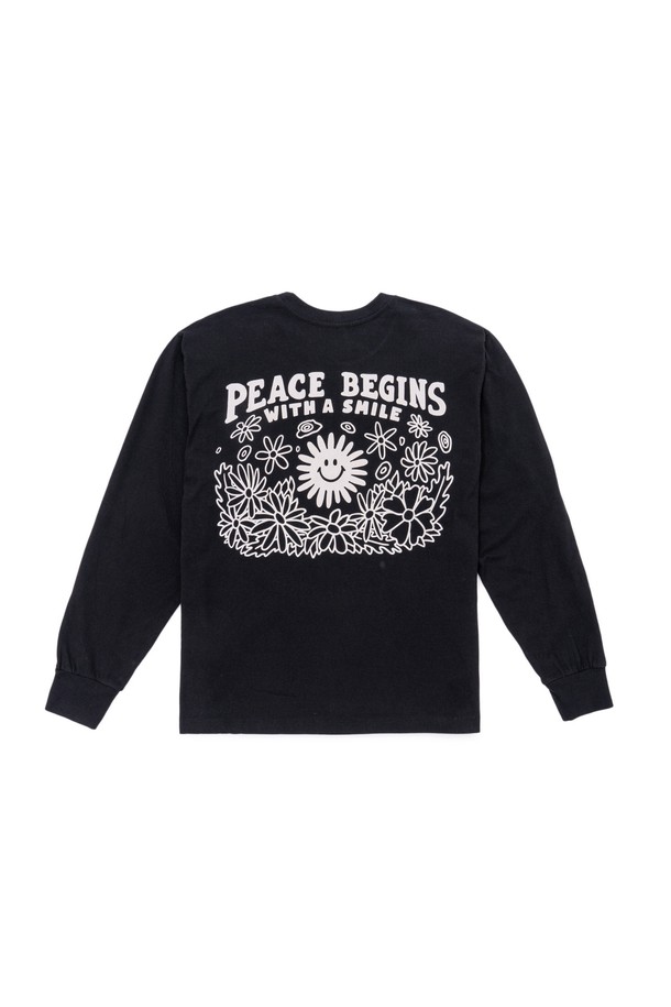 BIG WAVE - 긴팔티셔츠 - [BIG WAVE] PEACE AGAIN L/S TEE (JET BLACK)