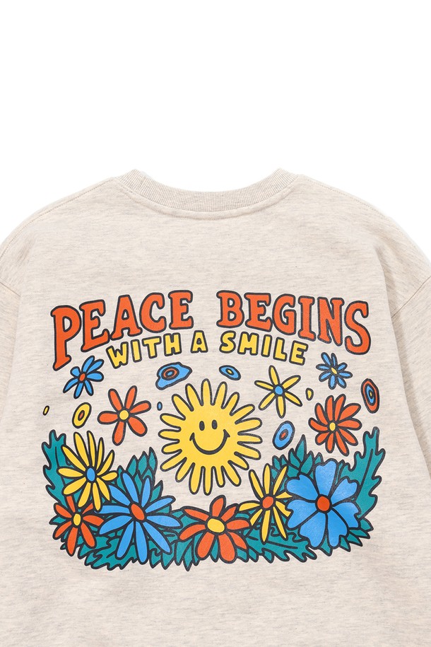 BIG WAVE - 스웨트셔츠 - [BIG WAVE] PEACE AGAIN SWEATSHIRT (OATMEAL HEATHER)