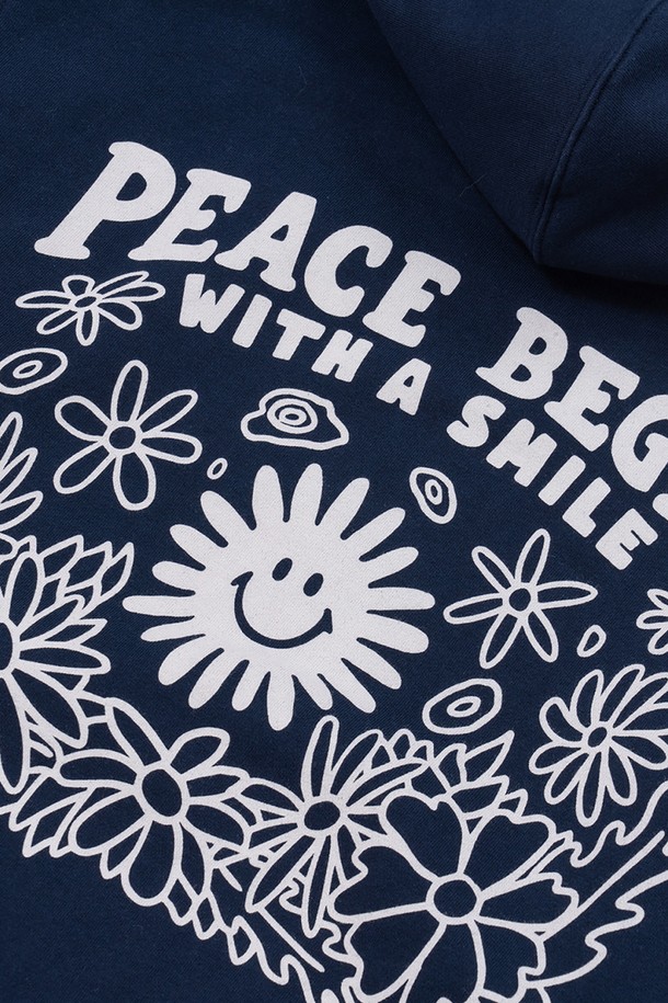 BIG WAVE - 후디 - [BIG WAVE] PEACE AGAIN HOODY (TEAL NAVY)