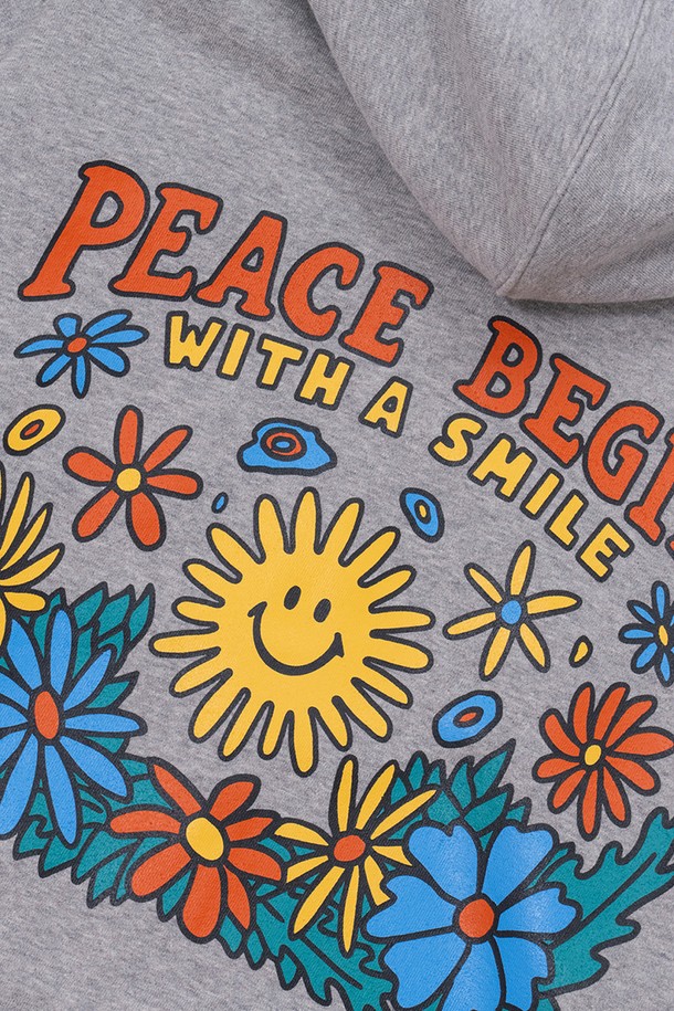 BIG WAVE - 후디 - [BIG WAVE] PEACE AGAIN 2-WAY ZIP (HEATHER GRAY