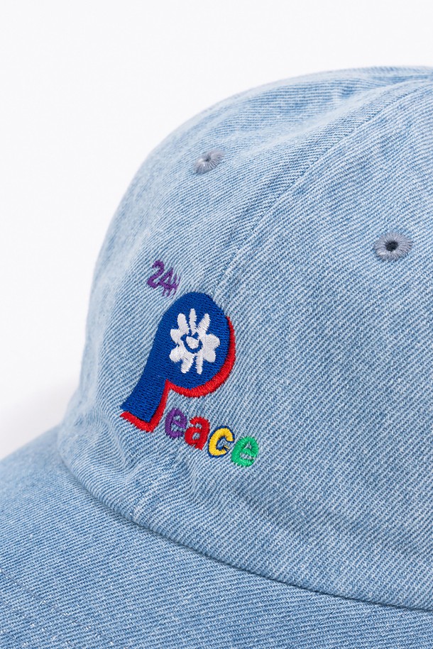 BIG WAVE - 모자 - [BIG WAVE] 24H PEACE SMILE WASHED CAP (SOFT DENIM)