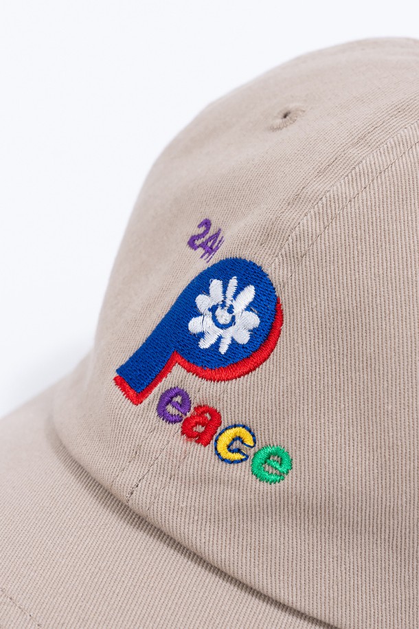 BIG WAVE - 모자 - [BIG WAVE] 24H PEACE SMILE WASHED CAP (SAND KHAKI)