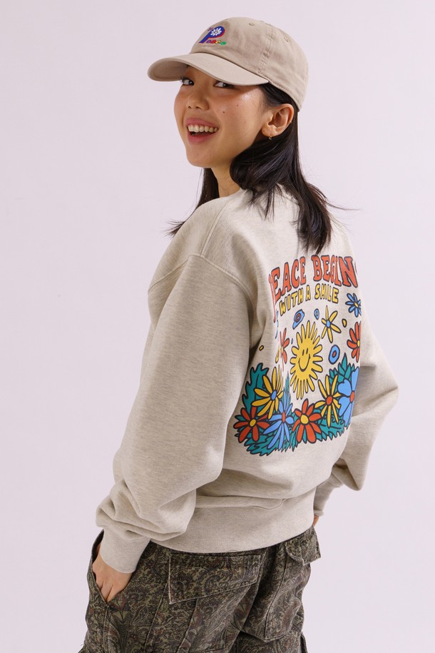 BIG WAVE - 스웨트셔츠 - [BIG WAVE] PEACE AGAIN SWEATSHIRT (OATMEAL HEATHER)