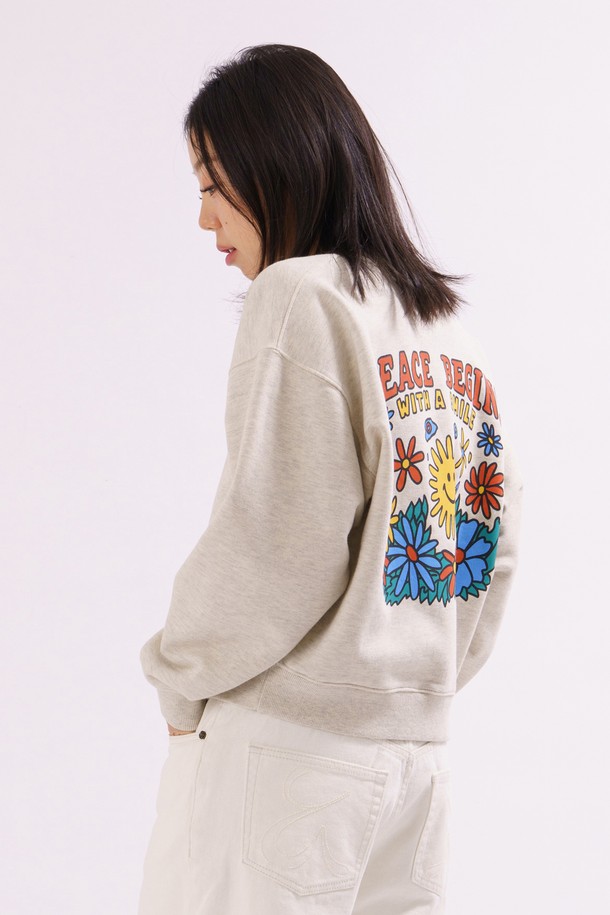 BIG WAVE - 스웻셔츠 - [BIG WAVE] PEACE AGAIN SWEATSHIRT (WOMEN)