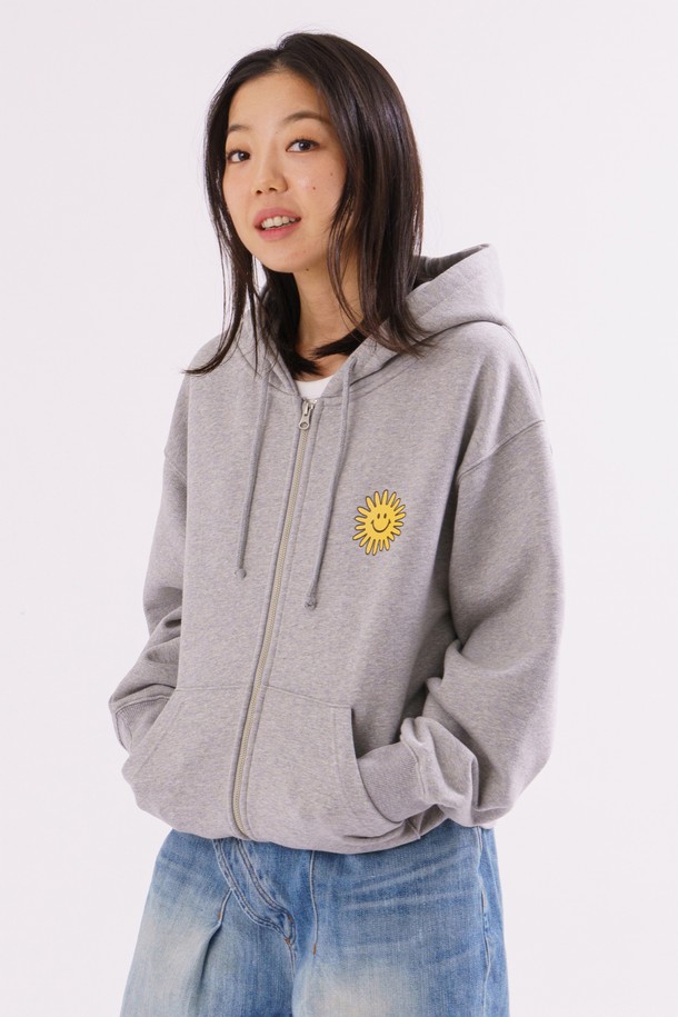 BIG WAVE - 후디 - [BIG WAVE] PEACE AGAIN 2-WAY ZIP (HEATHER GRAY