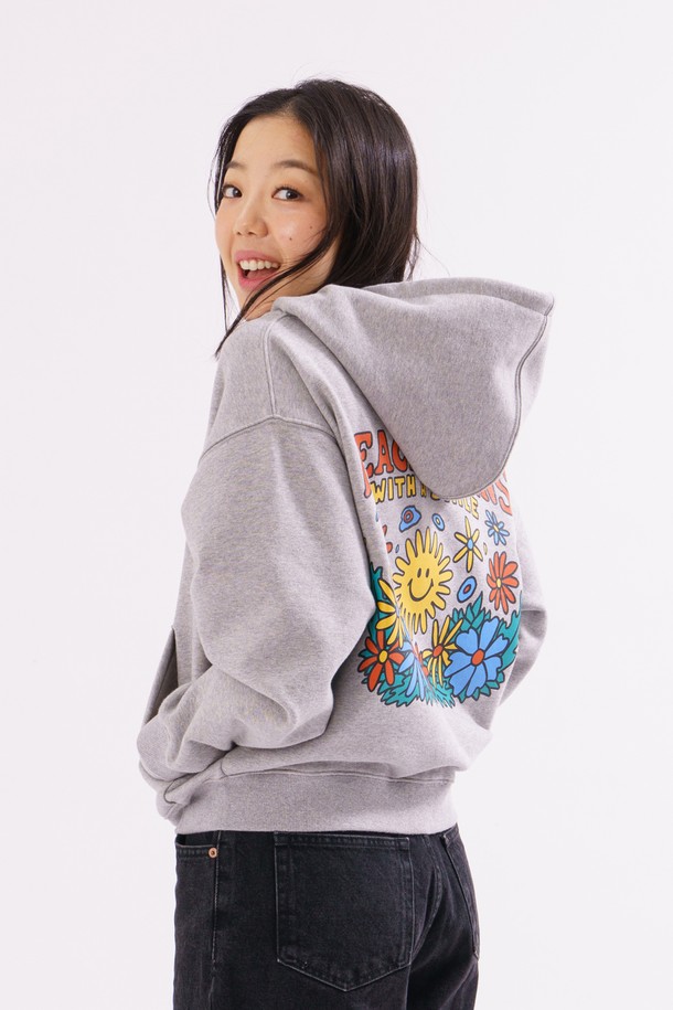 BIG WAVE - 스웻셔츠 - [BIG WAVE] PEACE AGAIN 2-WAY ZIP (WOMEN)