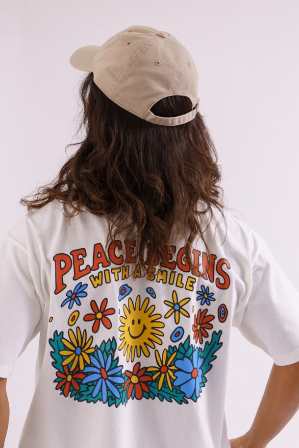 BIG WAVE - 반팔티셔츠 - [BIG WAVE] PEACE AGAIN TEE (OFF WHITE)