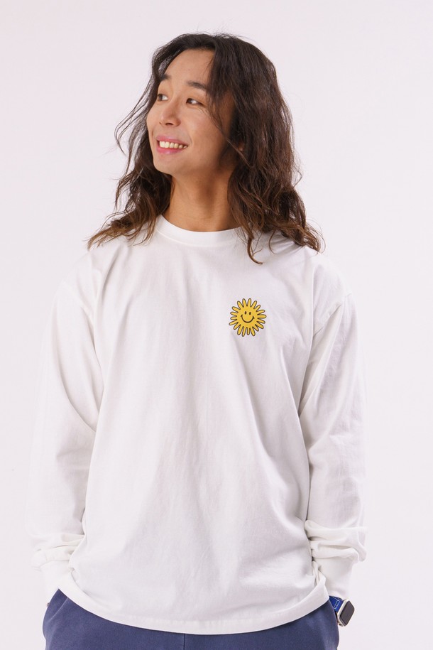 BIG WAVE - 긴팔티셔츠 - [BIG WAVE] PEACE AGAIN L/S TEE(OFF WHITE)