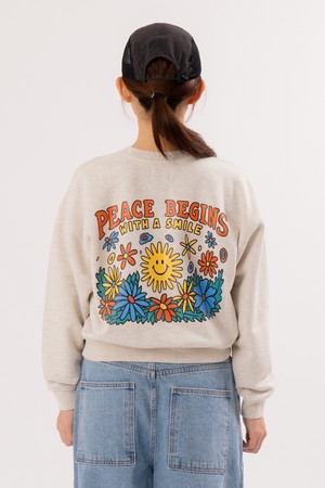 피스어게인 우먼 맨투맨 (오트밀 헤더)