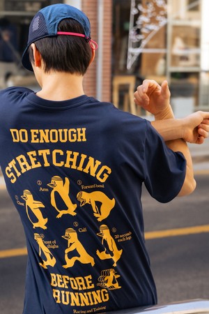 스트레칭 펭귄 기능성 반팔 티셔츠 (네이비)