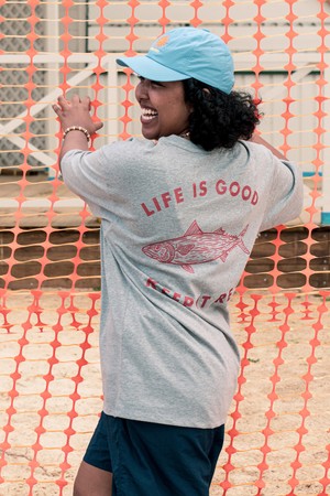 라이프 이즈 굿 반팔 티셔츠 (스포츠 그레이)