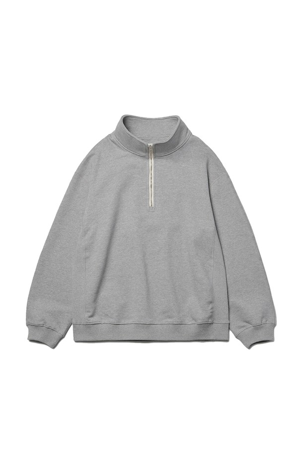 RAMOLIN - 스웨트셔츠 - Shoulder Split Half Zip Sweatshirts Heather Grey 