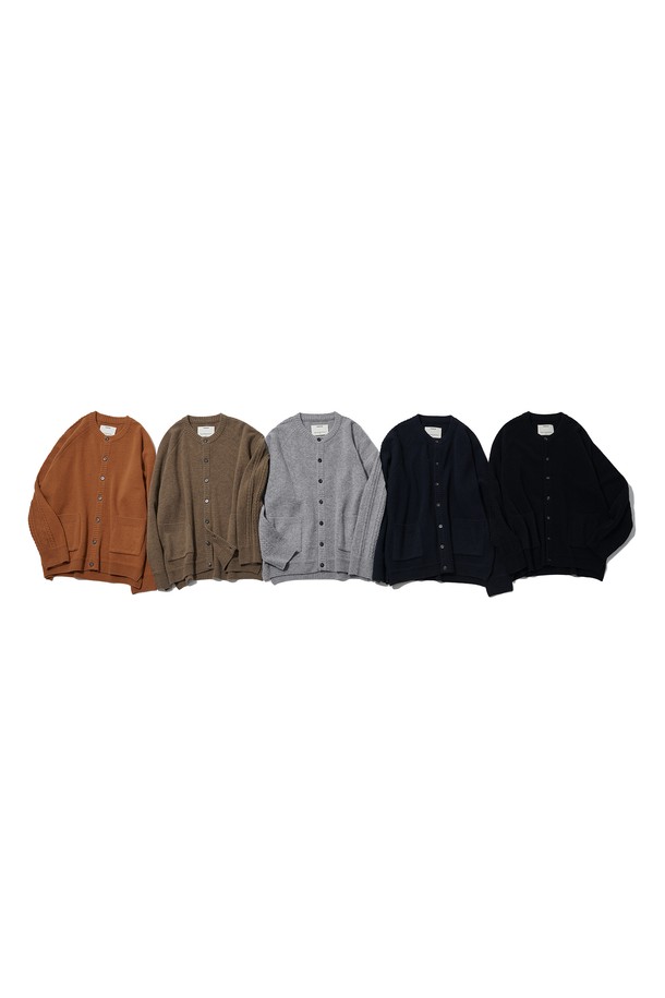 RAMOLIN - 가디건 - Lisse Merino U Cardigan Heather Grey