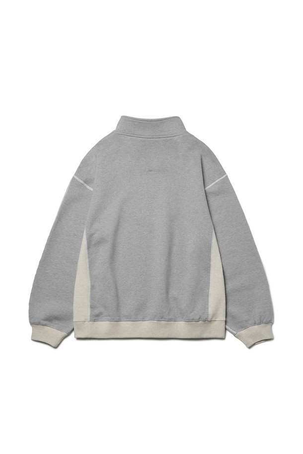 RAMOLIN - 스웨트셔츠 - Shoulder Split Half Zip Sweatshirts Melange Blend