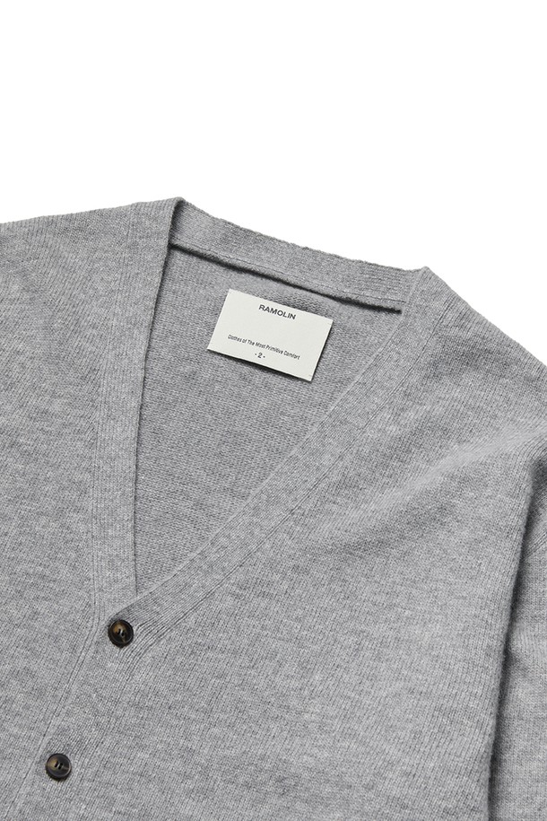 RAMOLIN - 가디건 - Lisse Merino V Cardigan Heather Grey