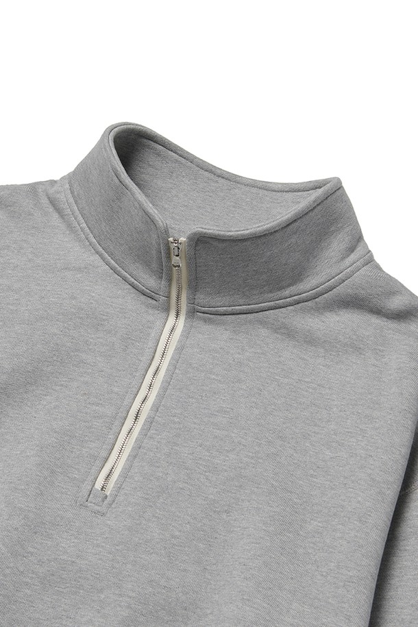 RAMOLIN - 스웨트셔츠 - Shoulder Split Half Zip Sweatshirts Heather Grey 