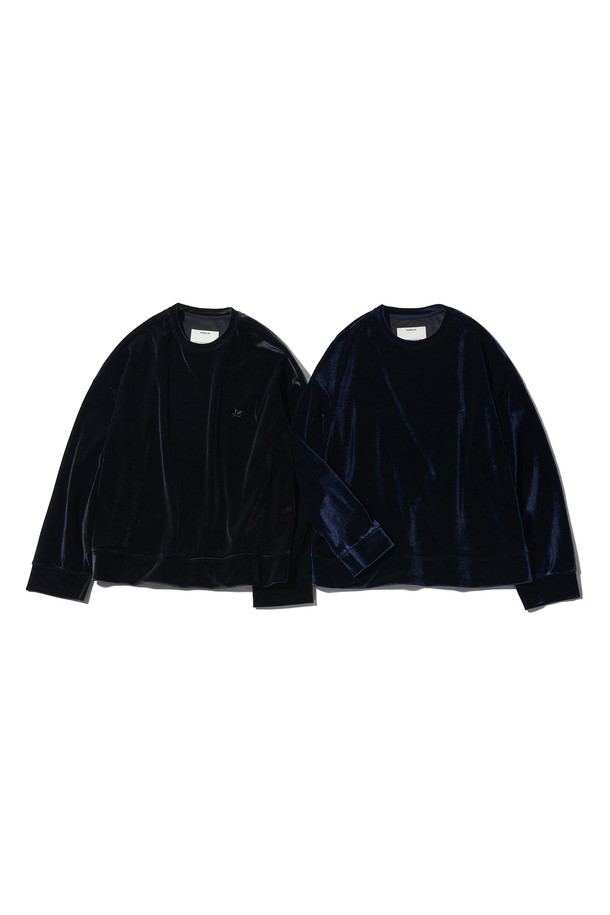 RAMOLIN - 스웨트셔츠 - Velour Sweatshirts Navy 