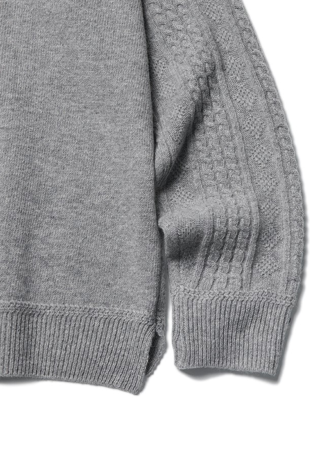 RAMOLIN - 가디건 - Lisse Merino U Cardigan Heather Grey