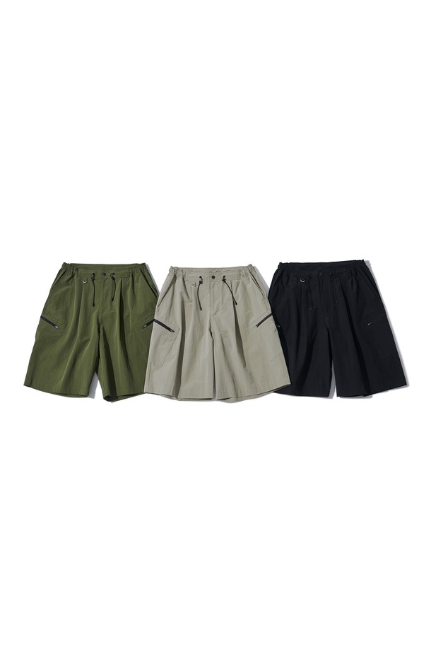 RAMOLIN - 하프팬츠 - Pleated Runner Shorts Misty Gray