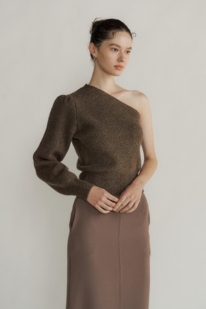 [22fw]One off shoulder knit (brown)